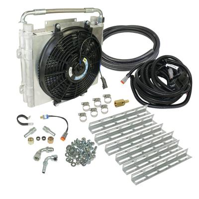 Xtrude Tranmission Cooler with Fan Double Stacked Complete Kit 5/8in Lines (Silverado/Sierra) BD Diesel