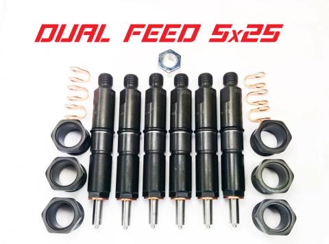 Dodge 94-98 12v Dual Feed 5x25 Injector Set Dynomite Diesel