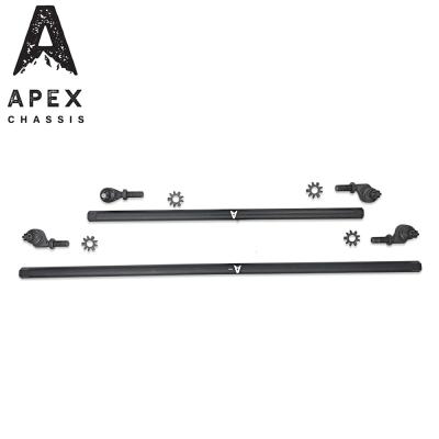Apex Chassis Heavy Duty 1 Ton Tie Rod &amp; Drag Link Assembly in Black Aluminum Fits: 07-18 Jeep Wrangler JK JKU Rubicon Sahara Sport. Note this NO-FLIP kit fits vehicles with a lift of 3.5 inches or less
