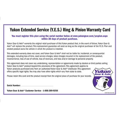Extended Service (Yes) Plan Warranty For Ring And Pinion Sets Y.E.S. Extended Service Warranty Yukon Gear
