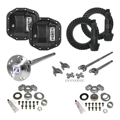 Stage 4 Jeep JL Re-Gear Kit W/Covers Fr/Rr Axles Dana 30/35 4.11 Ratio JL Non-Rubicon M200 Rear/ M186 Front Stage 4 Gear Kit Package 4.11 F&amp;R Cover &amp; 4340 F&amp;R Axle Kits Yukon Gear