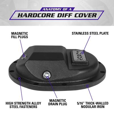 Hardcore Differential Cover For GM 9.5 Inch &amp; 9.76 Inch Rear Differentials GM 9.5 Inch &amp; 9.76 Inch Rear Nodular Iron Differential Cover 12 Bolt 2014+ Yukon Gear