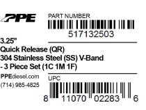 3.25 Inch V Band 3 Pc Set 1C 1M 1F QR PPE Diesel