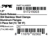 1.5 Inch QR Aluminum V-Band 3 Pc Set 1C 1M 1F PPE Diesel