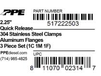 2.25 Inch QR Aluminum V-Band 3 Pc Set 1C 1M 1F PPE Diesel